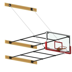 Jaypro N46GB Basketball Backstop - Wall-Mounted - Shooting Station - Stationary Glass Backboard - System (4' - 6' Wall Offset)