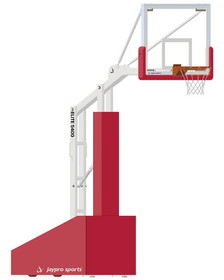 Jaypro PBEL54 Basketball System - Portable (Indoor) - Elite 5400 (4'6" Board Extension) - 54" Glass Backboard, Breakaway Goal