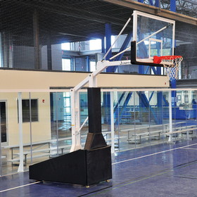 Jaypro PBEL66 Basketball System - Portable (Indoor) - Elite 6600 (5'6" Board Extension) -72" Glass Backboard, Breakaway Goal