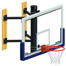 Jaypro WMSS Basketball System - Wall-Mounted - Shooting Station without Height Adjuster (Indoor) - 72" Glass Backboard, Contender Series Breakaway Goal