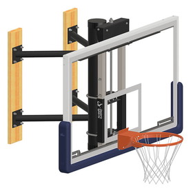 Jaypro WMWH Basketball System - Wall-Mounted - Shooting Station - Adjustable Height (Indoor) - 72" Glass Backboard, Contender Series Breakaway Goal