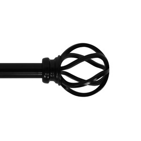 Jeco Sophie Adjustable Single Curtain Rod 28" to 48"-Black