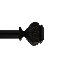 Jeco Peony Adjustable Single Curtain Rod 18" to 36"-Black