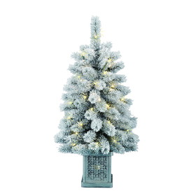 Jeco CH-CT82 3Ft H Full Flocking Hard Needle Artificial Porch Tree With Lihgt