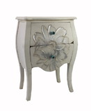 Jeco F-SF010 White Wooden White End Table with Flower