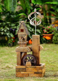 Jeco FCL146 Wood Look Birdhouse with Wind Spinner