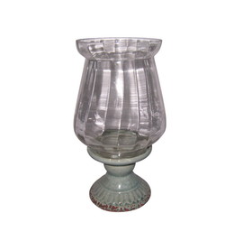 Jeco 12 Inch Ceramic Glass Hurricane Candle Holder