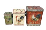 Jeco HD-HA039 Iron Storage Box with Rooster Pattern (Set of 3)