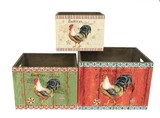 Jeco HD-HA046 Rooster-themed Wooden Storage Box (Set of 3)