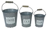 Jeco HD-HA049 Decorative Tin Bucket (Set of 3)