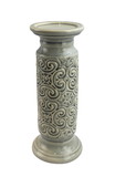 Jeco 12 Inch Scroll Candle Holder-Grey