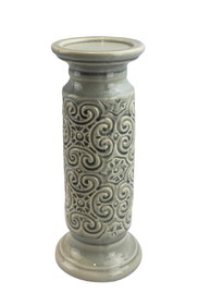Jeco 12 Inch Scroll Candle Holder-Grey
