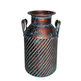 Jeco HD-HADJ041 14.75 Inch Copper/Blue Rib Metal Vase with Holder