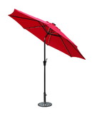 Jeco 9 FT Aluminum Umbrella with Crank and Solar Guide Tubes - Black Pole/Red Fabric