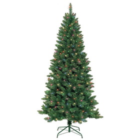 Jeco ST73 7 Feet. Slim Pre-Lit Artificial Christmas Tree With Metal Stand