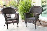 Jeco Espresso Wicker Chair Without Cushion - Set of 2