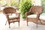 Jeco W00205_4-C-FS006-CS Honey Wicker Chair With Tan Cushion - Set of 4
