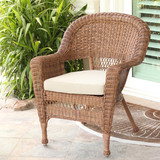 Jeco Honey Wicker Chair With Tan Cushion