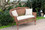 Jeco W00205-L-FS006-CL Honey Wicker Patio Love Seat With Tan Cushion and Pillows