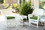 Jeco W00206_2-CES034 White Wicker Chair And End Table Set With Hunter Green Chair Cushion