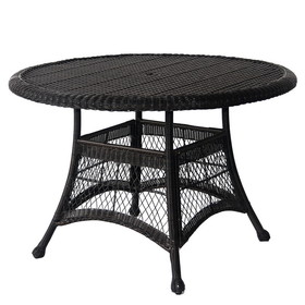 Jeco Black Wicker 44 Inch Round Dining Table