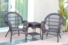 Jeco 3pc/Case Santa Maria Espresso Wicker Chair Set Without Cushion