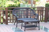Jeco Santa Maria Espresso Wicker Patio Love Seat And Coffee Table Set Without Cushion