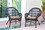 Jeco W00208-R_4-FS006-CS Espresso Wicker Rocker Chair with Tan Cushion - Set of 4