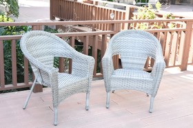 Jeco W00402G_2 Set of 2 Grey Resin Wicker Clark Single Chair without Cushion