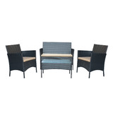 Jeco Aoife 4PC Steel Black Resin Wicker Patio Conversation Set with 2