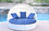 Jeco WB001W-FS011 All-Weather White Wicker Sectional Daybed - Midnight Blue Cushions