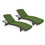 Jeco WL-1_2_CL1-FS034 Wicker Adjustable Chaise Lounger with Hunter Green Cushion - Set of 2