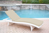 Jeco White Wicker Adjustable Chaise Lounger with Ivory Cushion