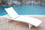 Jeco WL-1W_2_CL1-FS034 White Wicker Adjustable Chaise Lounger with Hunter Green Cushion - Set of 2