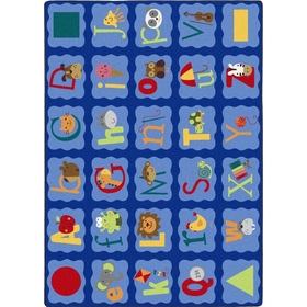 Joy Carpets 1628 Alphabet Blues Rug