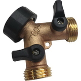 J.Racenstein 58248 Wye Adaptor Brass with Plastic Lever Handle Y Garden Hose with shutoff valves