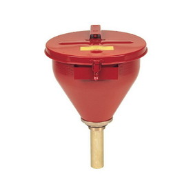 Justrite 08207 Large Steel Drum Funnel for flammables with 6 inch Flame Arrester and self-closing cover, 2 inch bung