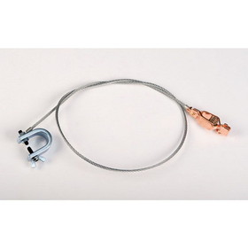 Justrite 08501 Antistatic Wire For Bonding/Grounding, With "C" Clamp 5/8 inch and Alligator Clip 5/8 inch, 3 feet.