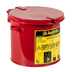 Justrite 09200 2 Gallon, Countertop Oily Waste Can for Small Wipes and Swabs, Red - 09200