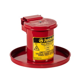 Justrite 09400 0.45 Gal Benchtop Solvent Safety Can for Long Cotton-tip Applicators, Self-Closing Lid, Red