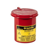 Justrite 09410 0.45 Gallon, Oily Waste Mini Benchtop Can for Long Cotton-Tip Applicators, SoundGard™ Cover, Red - 09410