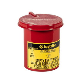 Justrite 09410 0.45 Gallon, Oily Waste Mini Benchtop Can for Long Cotton-Tip Applicators, SoundGard&trade; Cover, Red - 09410