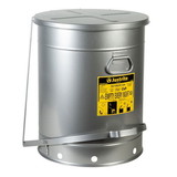 Justrite 09704 21 Gallon, Oily Waste Can, Hands-Free, Self-Closing Cover, SoundGard™, Silver - 09704