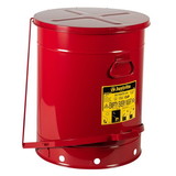 Justrite 09708 21 Gallon, Oily Waste Can, Hands-Free, Self-Closing Cover, SoundGard™, Red - 09708