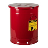 Justrite 09710 21 Gallon, Oily Waste Can, Hand-Operated Cover, Red - 09710