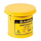 Justrite 10171 1 Quart Steel Bench Can, with Perforated Dasher Plate, Yellow - 10171