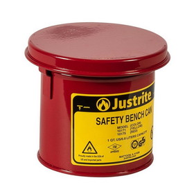 Justrite 10175 1 Quart Steel Bench Can, with Perforated Dasher Plate, Red - 10175