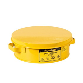 Justrite 10291 2 Quart Steel Bench Can, with Perforated Dasher Plate, Yellow - 10291