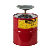 Justrite 10308 1 Gallon Steel Plunger Dispensing Can, Perforated Pan Screen Serves as Flame Arrester, Red - 10308