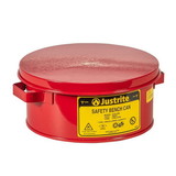 Justrite 10370 1 Gallon Steel Bench Can, with Perforated Dasher Plate, Parts Basket, Red - 10370